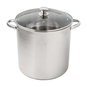 Stainless Steel 16-Quart Stock Pot with Glass Lid, Induction Compatible, Stainless Steel, Dishwasher Safe Stainless Steel 16-Quart Stock Pot with Glass Lid, Induction Compatible, Stainless Steel, Dishwasher Safe